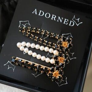 Adorned Luxe Midnight Bloom Adornments / Set of 3 Hair Clips